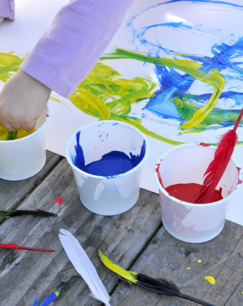 350x440 Paint With Feathers Activity - Preschool Painting