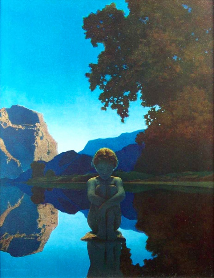 695x901 Maxfield Parrish The Present Graphicine - Present Painting