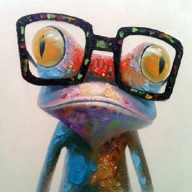 640x640 Oil Painting By Hand Happy Frog Canvas Handcraft Home Decor Wall - Present Painting