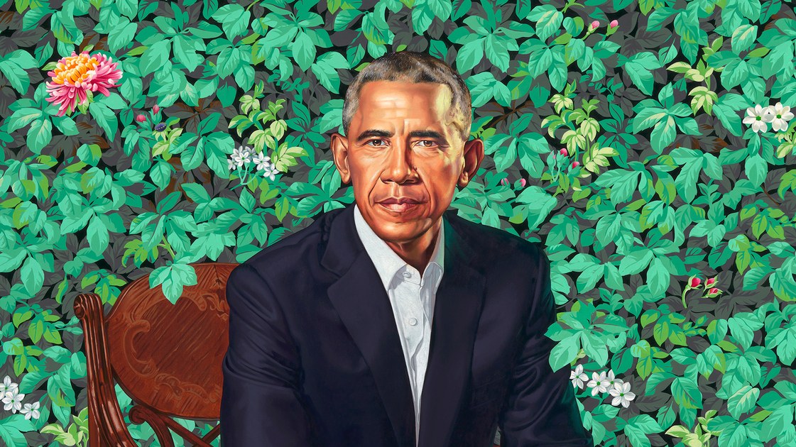 1121x630 The Shifting Perspective In Kehinde Wiley's Portrait Of Barack - President Obama Painting