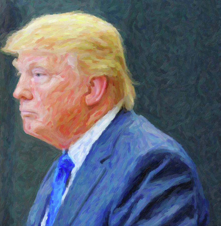 881x900 President Donald Trump Painting By Celestial Images - President Trump Painting