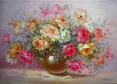 400x288 Pretty Flower Pot Diy Oil Painting By Numbers On Canvas - Pretty Flower Painting