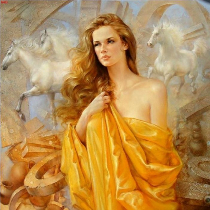 702x700 Pretty Woman In Art Painting Beauty Wallpaper 1440x1437 - Pretty Woman Painting