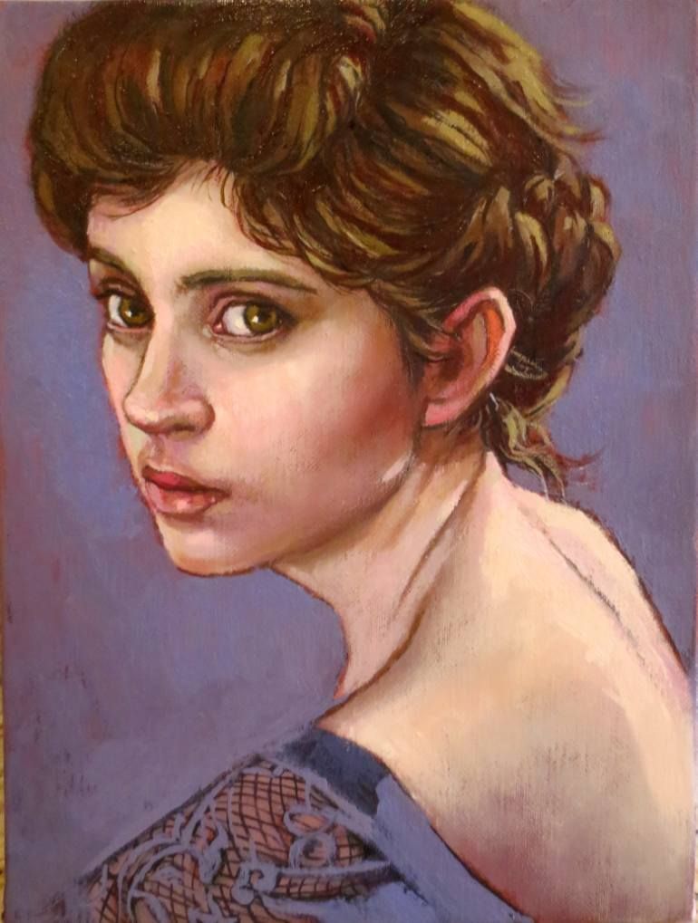 770x1019 Saatchi Art Artist Annemarie Holloway Painting, Woman - Pretty Woman Painting