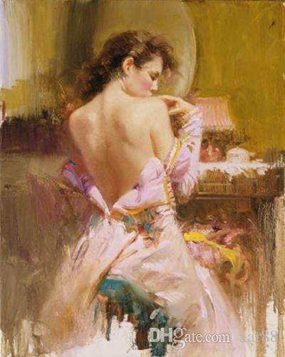 400x500 2018 Pino Ballgown Pretty Lady Hand Painted Famous Impressionism - Pretty Woman Painting