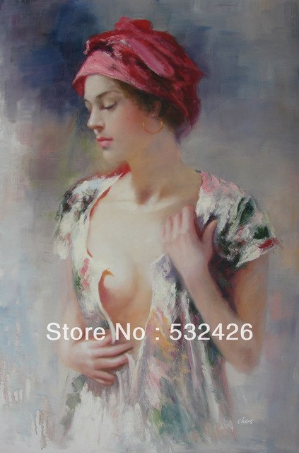 423x640 Beautiful Lady Pretty Woman Portrait 24x36 Handpainted Oil - Pretty Woman Painting