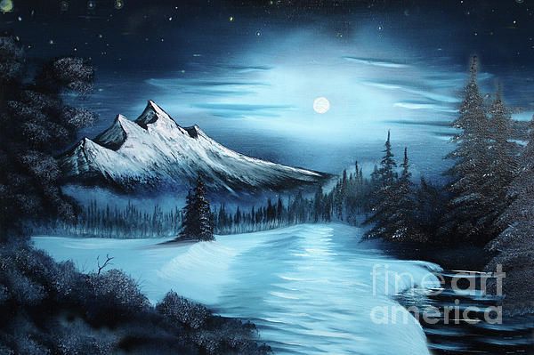 600x399 Bob Ross Winter Oil Paintings - Price Of A Bob Ross Painting