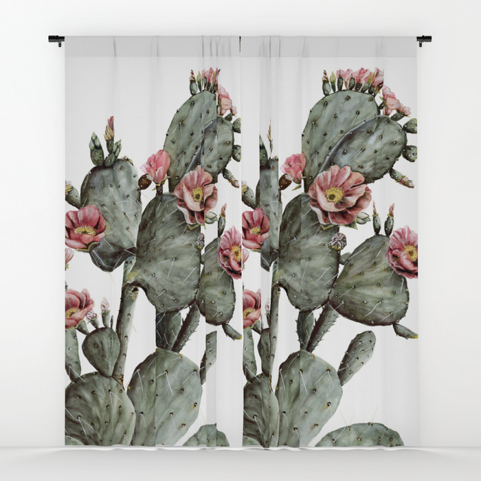 700x700 Prickly Pear Cactus Painting Window Curtains By Shealeenlouise - Prickly Pear Cactus Painting