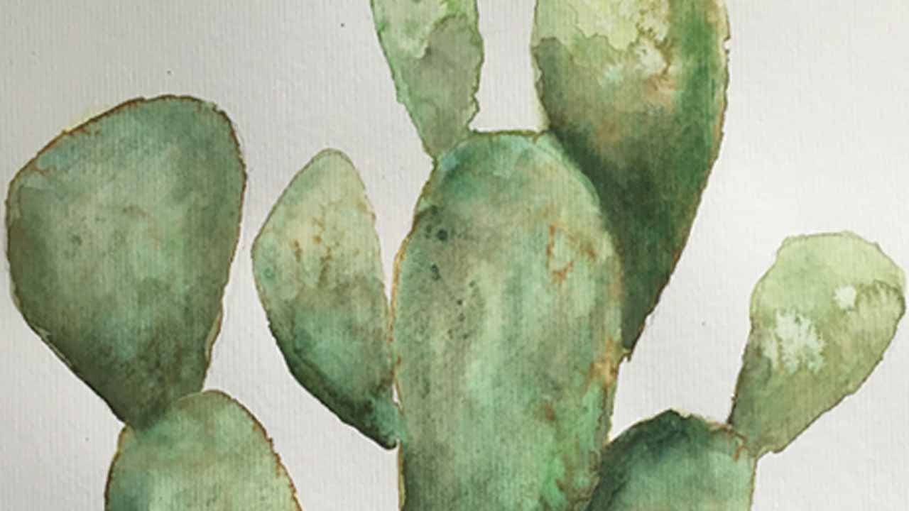 1280x720 Speed Painting Prickly Pear Cactus Watercolor - Prickly Pear Cactus Painting