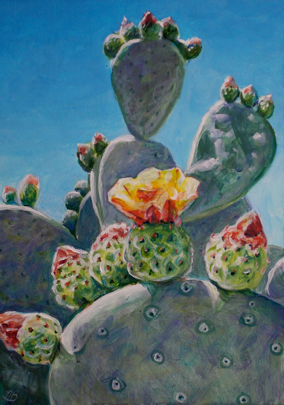1123x1600 Offerings Prickly Pear Flowers - Prickly Pear Cactus Painting