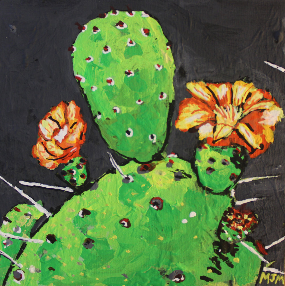 1000x1001 Miniature Prickly Pear Painting Michael Meredith - Prickly Pear Painting