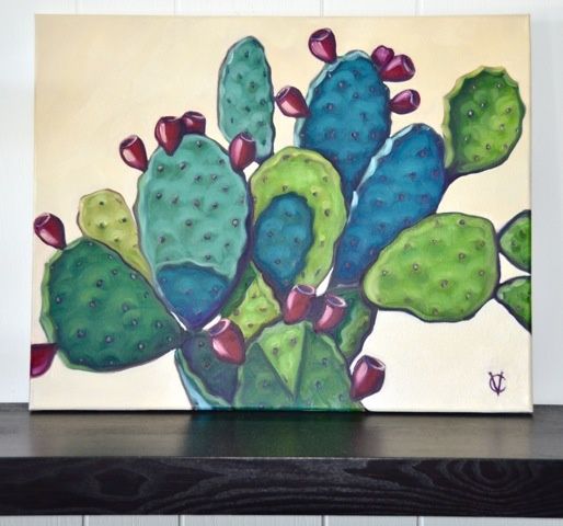 514x480 Prickly Pear Cactus Painting By Carin Vaughn. Art Cactus Art - Prickly Pear Painting