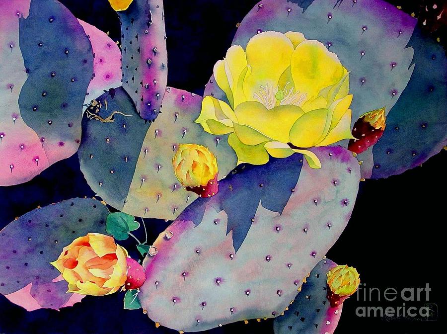 900x672 Purple Prickly Pear Painting By Robert Hooper - Prickly Pear Painting
