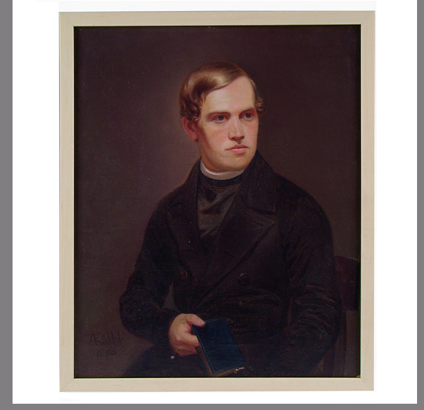 608x589 Antique Portrait Painting Priest Victorian Oil - Priest Painting