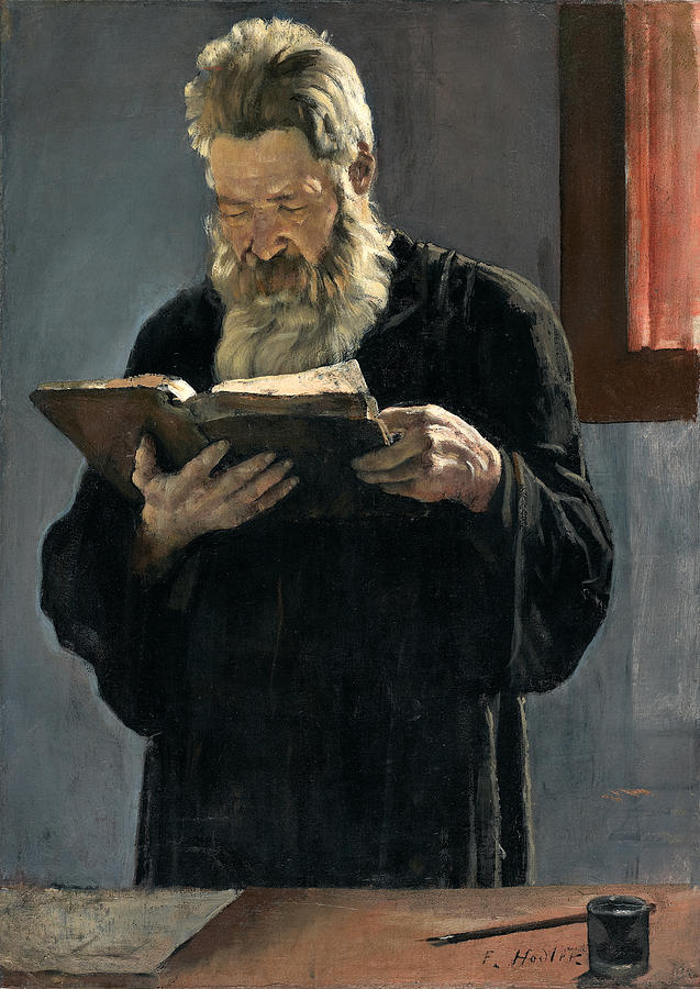 637x900 Reading Priest Painting By Ferdinand Hodler - Priest Painting