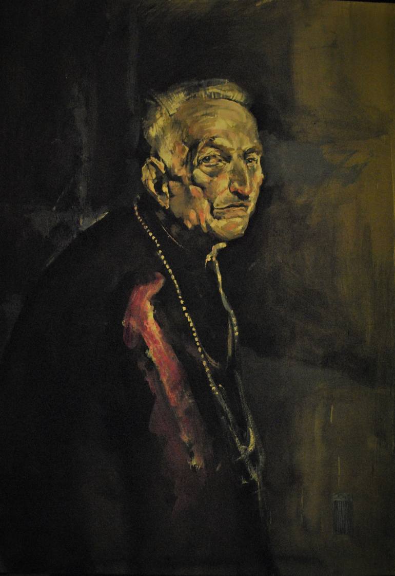 770x1121 Saatchi Art Catholic Priest Painting By Hari Mitrushi - Priest Painting