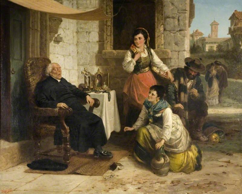 800x642 The Sleeping Priest Art Uk - Priest Painting