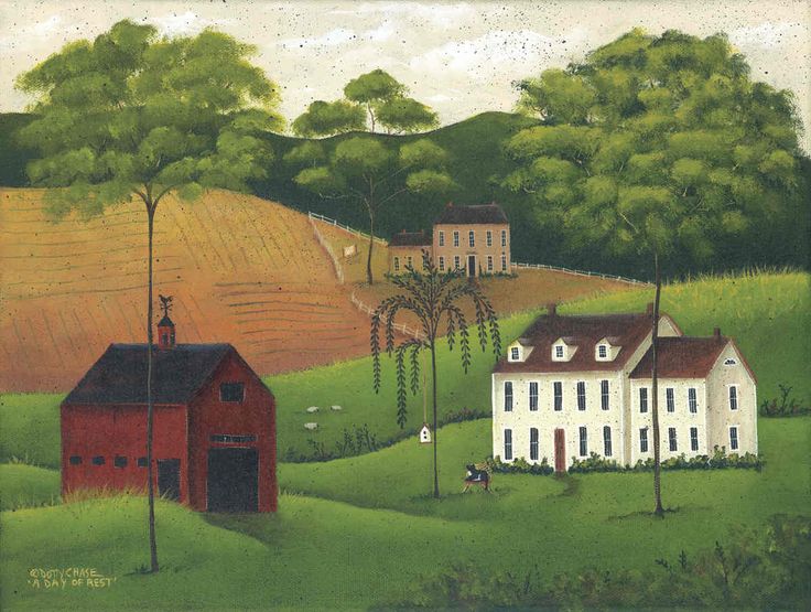 736x555 50 Best Dotty Chase Images On Folk Art Popular Art - Primitive Folk Art Painting