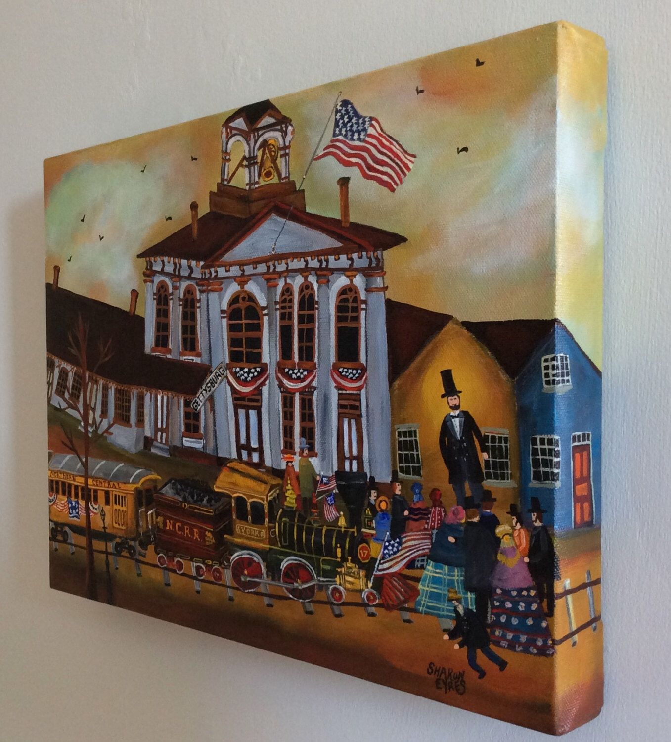 1357x1500 Primitive Folk Art Original Abraham Lincoln Painting For Sale By - Primitive Folk Art Painting