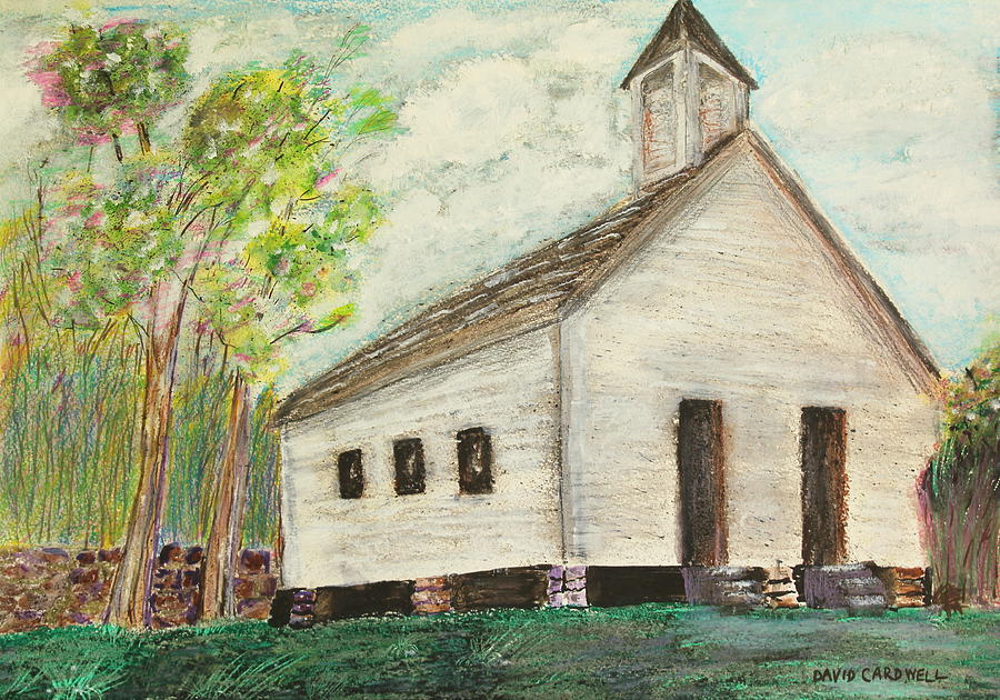 900x630 Primitive Baptist Church Painting By David Cardwell - Primitive Painting