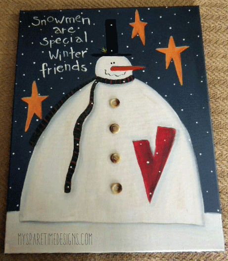 461x529 My Spare Time Designs For Sale Friday - Primitive Snowman Painting
