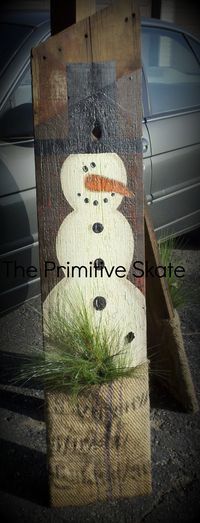 200x523 Old Barn Board Amp Burlap Bag Re Purposed Into A Primitive Snowman - Primitive Snowman Painting