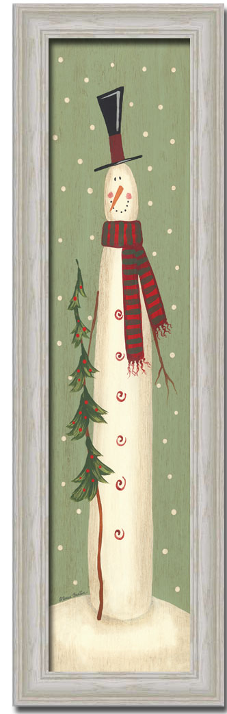 332x1043 Snowman Christmas Tree Folk Primitive By Becca Barton - Primitive Snowman Painting