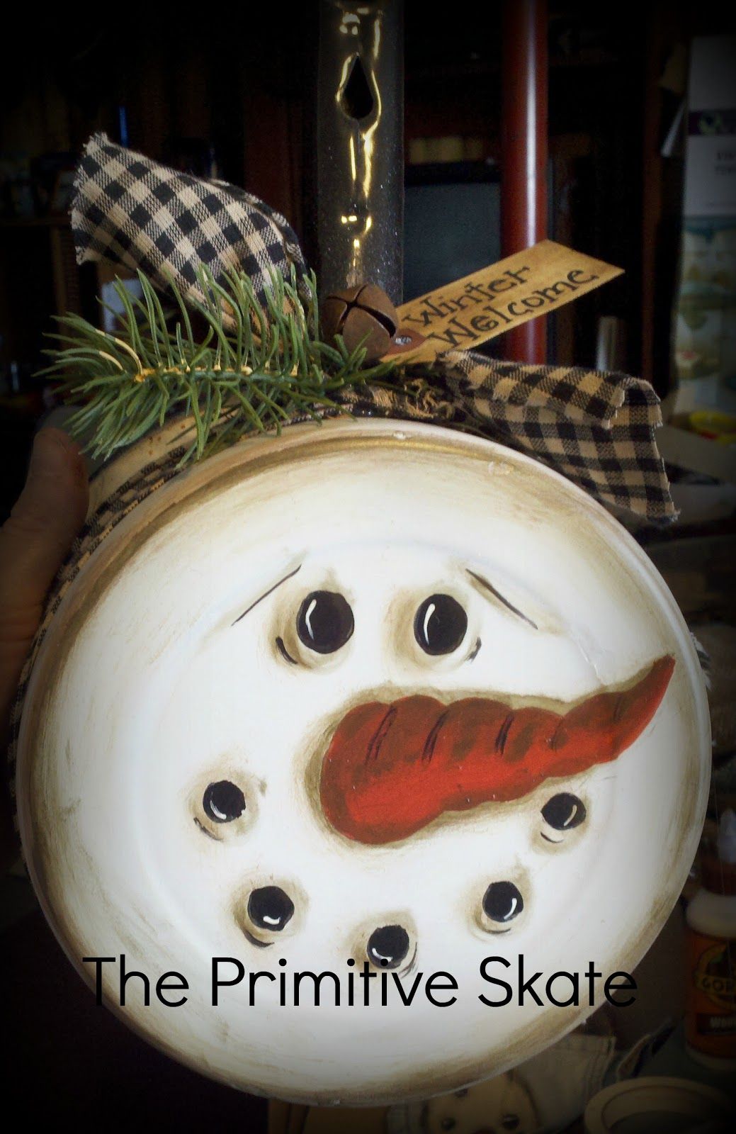 1039x1600 The Primitive Skate Part Two Repurposing Thrifty Finds - Primitive Snowman Painting