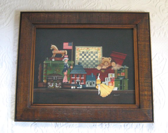 570x452 Original Painting Primitive Style Painting Americana - Primitive Style Painting