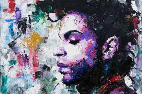 570x379 Prince (Musician), 52, 60 Large Original Painting, Art, Painting - Prince Musician Painting
