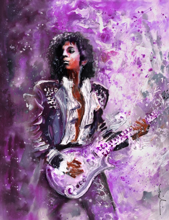 545x709 Prince In Purple Rain - Prince Musician Painting