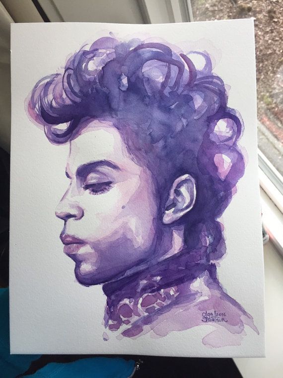 570x760 Prince Musician Portrait Original Painting Purple By Olechkadesign - Prince Musician Painting