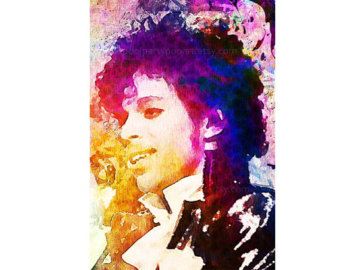 340x270 Vintage Prince Purple Rain, Watercolor Print, Guitar Prince Singer - Prince Musician Painting