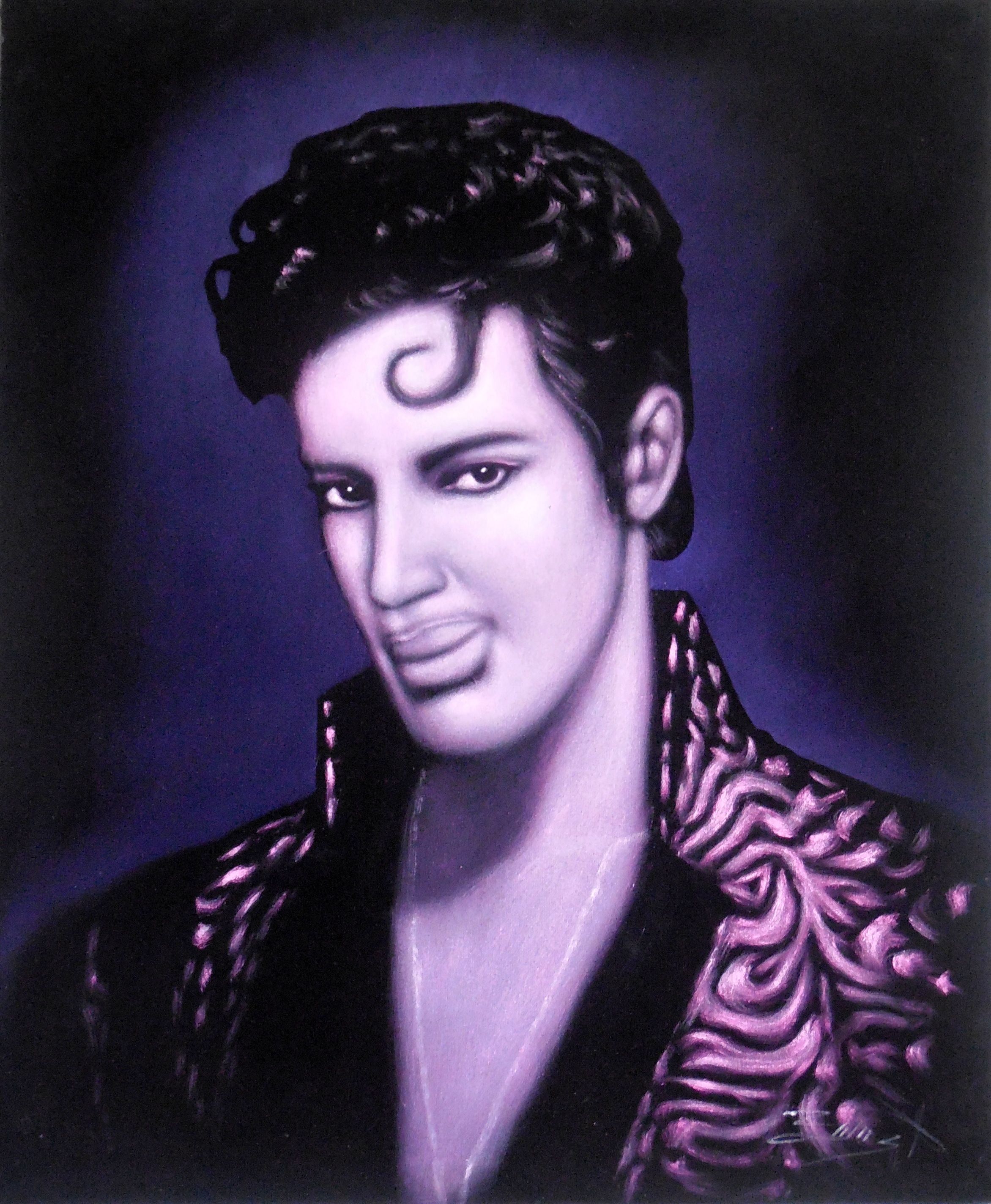 2344x2847 Prince Roger Nelson 80's Oil Painting In Black Velvet 19x23 Size - Prince Painting