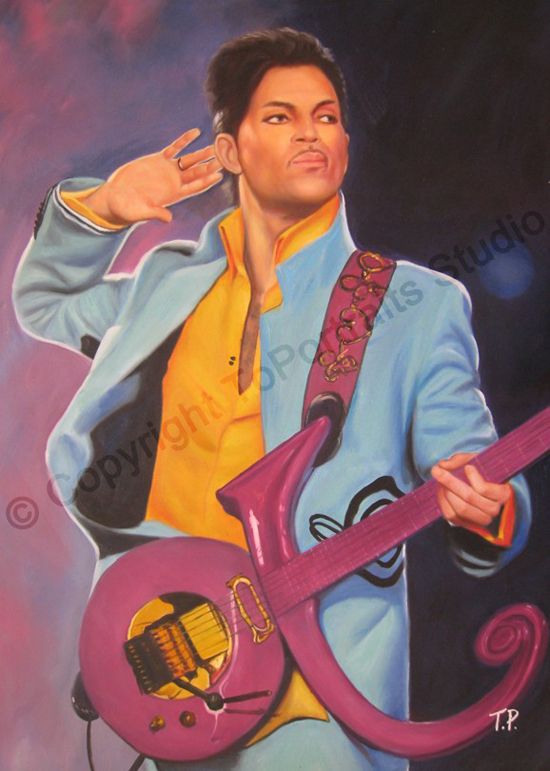 550x771 Prince With Guitar - Prince Painting