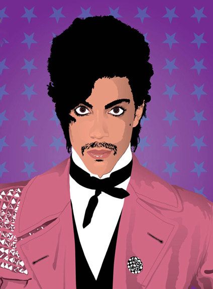 424x576 Prince Singer Musician Portrait Modern Abstract Painting On Giclee - Prince Singer Painting