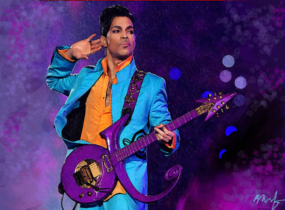 570x420 Prince Singer Musician Portrait Modern Abstract Painting - Prince Singer Painting