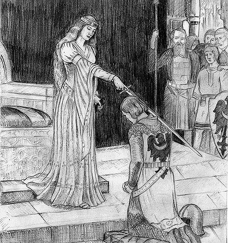 469x500 Princess Amp Knight Pencil Sketch From A Painting Bharath Reddy - Princess And Knight Painting