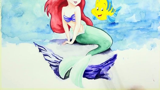 526x297 Speed Drawing Ariel From The Little Mermaid Disney Princess - Princess Ariel Painting