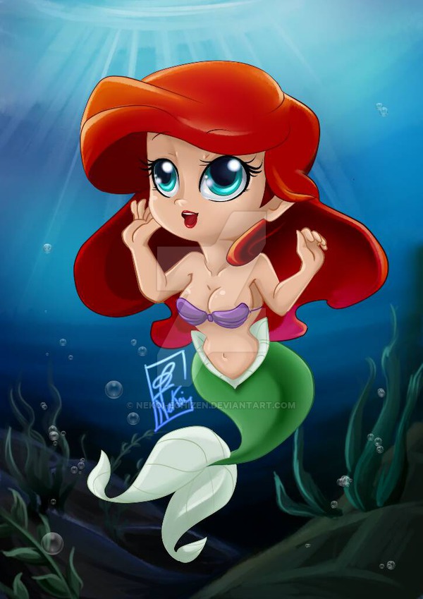 600x849 Chibi Disney Princesses - Princess Ariel Painting