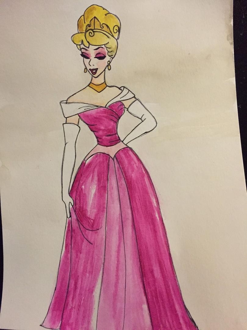 810x1080 Original Watercolor Painting Of Disney Princess Aurora Fairytale - Princess Aurora Painting