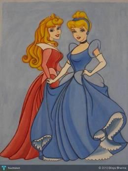 260x347 Disney Princess Cindrella And Aurora - Princess Aurora Painting