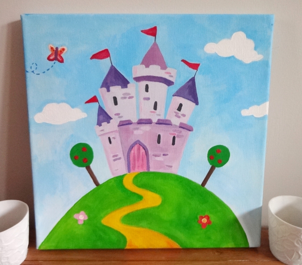 1024x899 Hand Painted Princess Castle Canvas Canvas Ideas - Princess Castle Painting