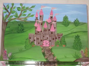 300x225 Hand Painted Princess Castle Step Stool - Princess Castle Painting
