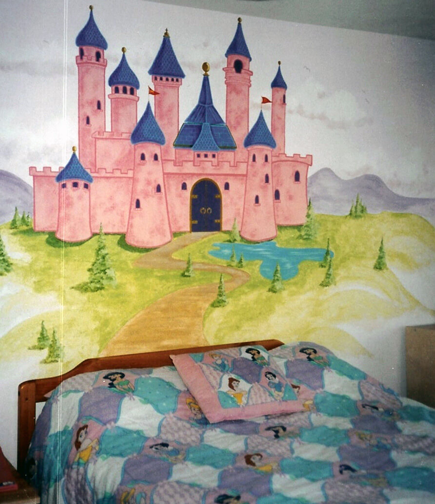 892x1032 Princess Castle Headboard - Princess Castle Painting
