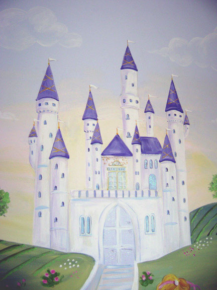 432x576 Princess Mural,murals,kids Mural,children's Wall Mural,nursery - Princess Castle Painting