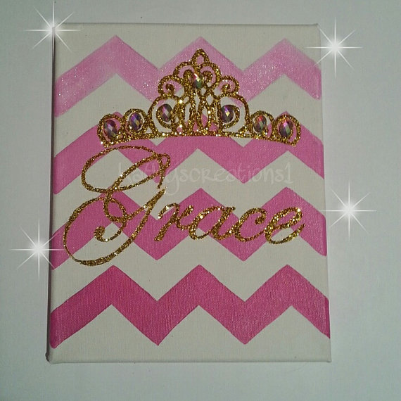 570x570 Princess Wall Art Canvas - Princess Crown Painting