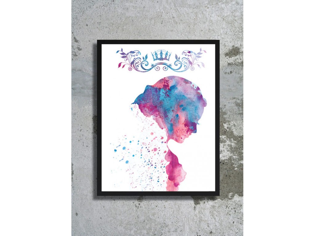 1024x768 Watercolor Art Print Vintage Woman In Love New Princess With Crown - Princess Crown Painting