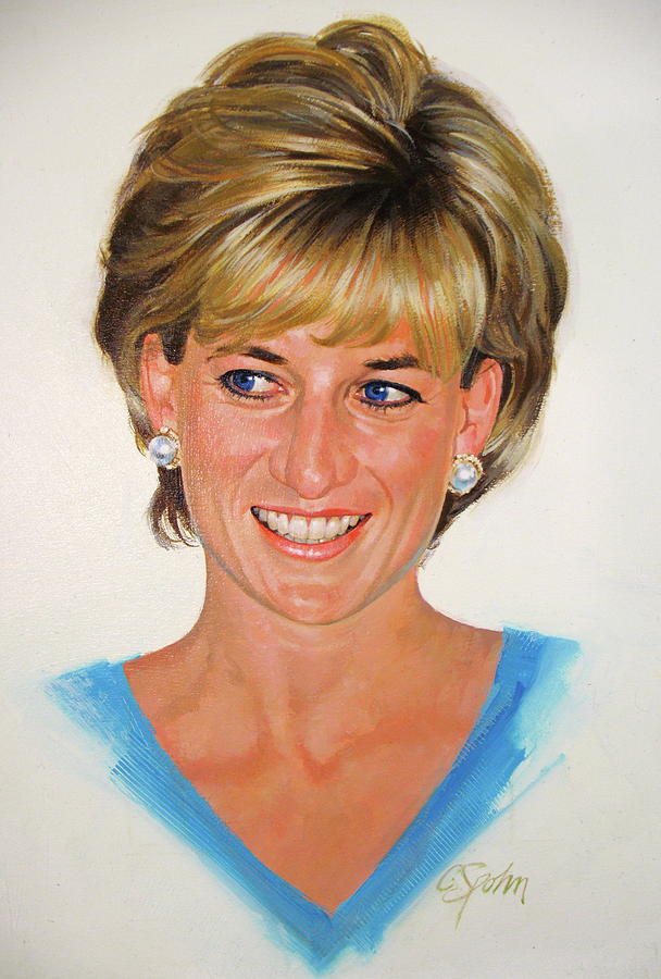 608x900 Princess Diana Painting By Cliff Spohn - Princess Diana Painting