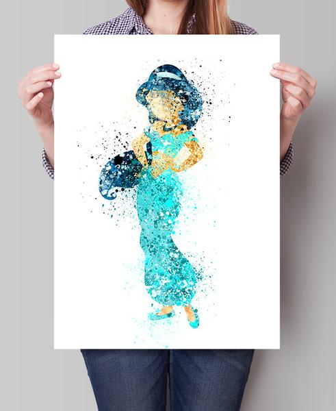 491x600 Disney Princess Jasmine, Watercolor Art, Nursery Art Print, Disney - Princess Jasmine Painting